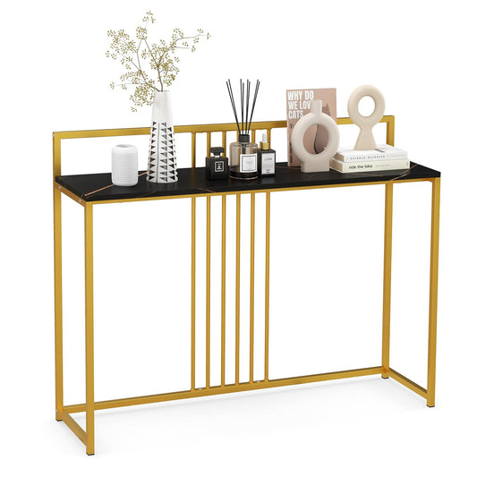 Giantex Narrow Sofa Side Table, Minimalist Console Table w/Metal Frame, Space-saving Table for Living Room, Entryway