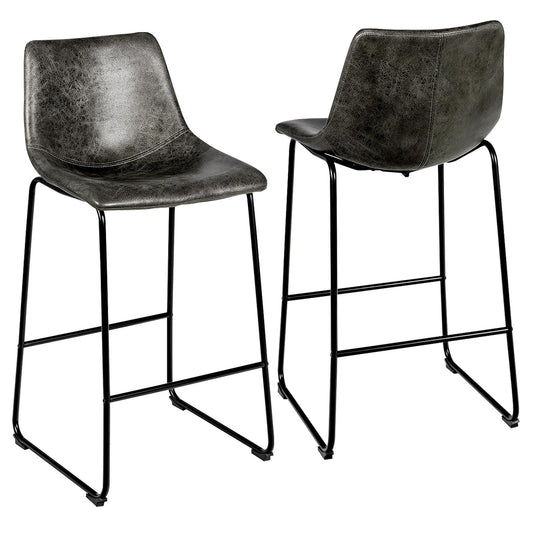 Giantex Set of 2 Bar Stools, Faux Suede Counter Height Bar Chair, Vintage Upholstered Island Stool for Kitchen, Pub & Dining Room, Brown