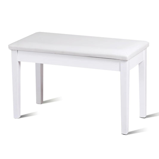 Giantex Piano Bench w/Seat Storage Cabinets, PU Leather Piano Bench, Wooden Piano Stool w/Locking Hinge, Perfect for Pianist, Beginner, Home & Comercial Use, White