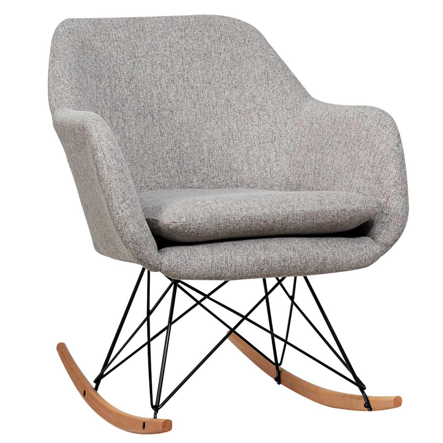 Giantex Accent Rocking Chair, Upholstered Arm Chair w/Cushion & Steel Wood Leg