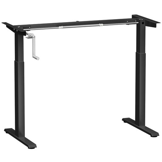Giantex Crank Height Adjustable Standing Desk Frame, Manual Hand Crank Workstation Base, Ergonomic Sit to Stand Base w/ Foldable Crank Handle, Hook, Cable Management Rack, Black
