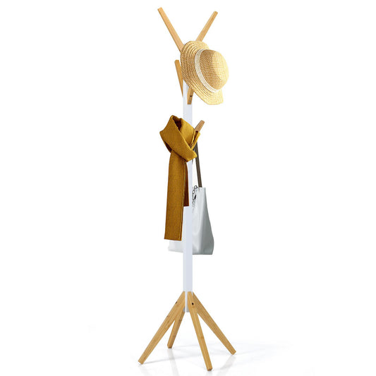 Giantex Tree Coat Rack Stand, Bamboo Free Standing Tree Hanger w/6 Hooks & 4 Support Legs