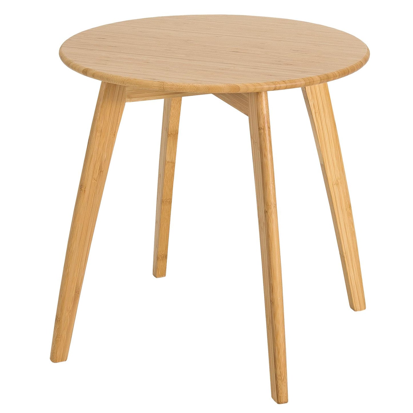 Giantex Side Table, Round End Bamboo Accent Nightstand w/4 Splayed Legs, Small Coffee Snack Table, Easy Assembly