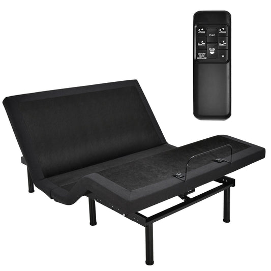 Giantex Adjustable Bed Base w/Massage, Electric Adjustable Bed Frame w/Wireless Remote & Dual USB Ports, Zero Gravity, Head & Foot Incline,Queen
