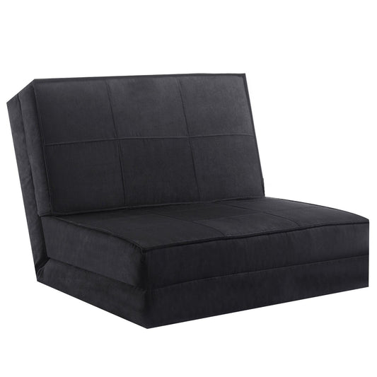 Giantex 5-Position Adjustable Floor Couch Sofa, Folding Convertible Sponge Padded Flip Chair w/Soft Suede Cover, 3-in-1 Guest Chaise Lounge Mattress Bed for Reading Gaming Sleeping, Black