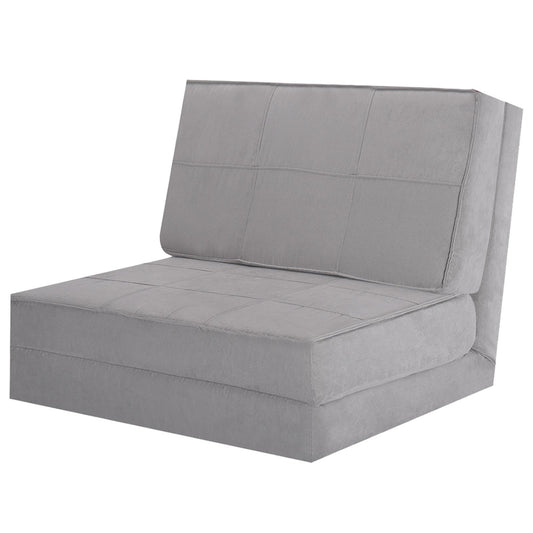Giantex 5-Position Adjustable Floor Couch Sofa, Folding Convertible Sponge Padded Flip Chair w/Soft Suede Cover, 3-in-1 Guest Chaise Lounge Mattress Bed for Reading Gaming Sleeping, Grey