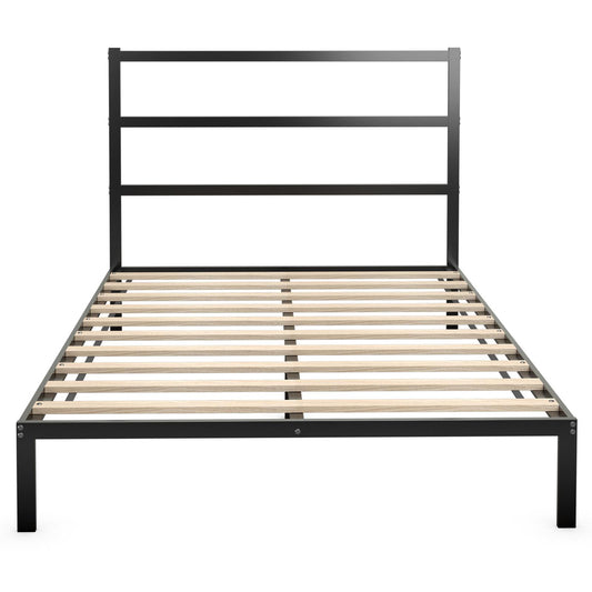 Giantex Metal Bed Frame w/Headboard, Bed Frame Mattress Foundation w/Wood Slat Support, No Box Spring Needed, Full