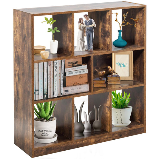 Giantex Bookshelf W/8 Room Dividers, Free-Standing Cabinet, Decorative Shelf, Exhibition Shelf, Filing Shelf, Storage Organizer for Living Room, Office