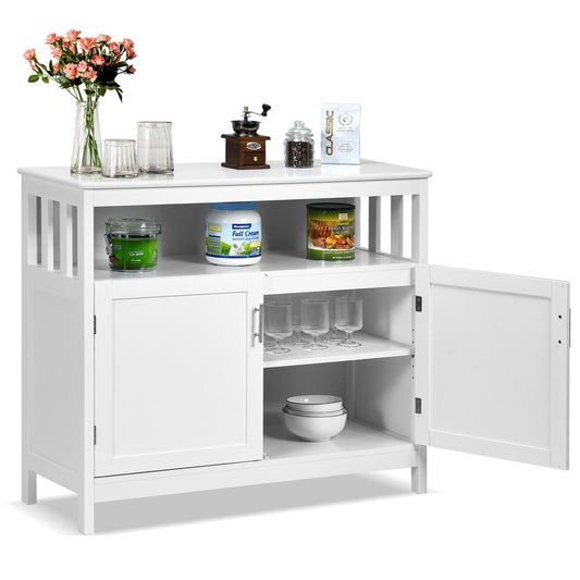 Giantex Buffet Bar Cabinet w/Storage, Five-Position Adjustable Shelf, Wine Cabinet Sideboard for Kitchen, Dining Room or Living Room, White