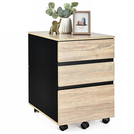 Giantex 3-Drawer Mobile File Cabinet Under Desk for Legal Letter File, Vertical Filling Cabinet w/Anti-tilt Design for Home &Office Use