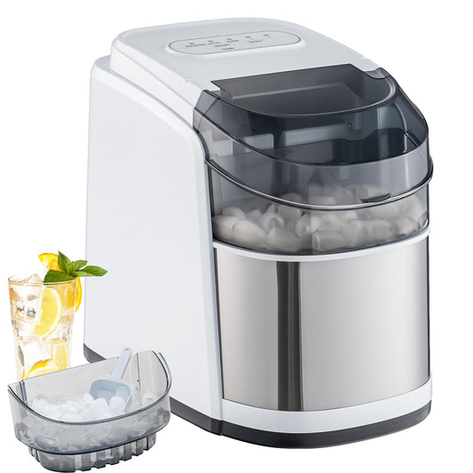 GIantex Countertop Ice Maker, 26 LBS/24H, 9 Cubes in 6 Mins, Portable Ice Cube Making Machine w/Self-Clean Function, White