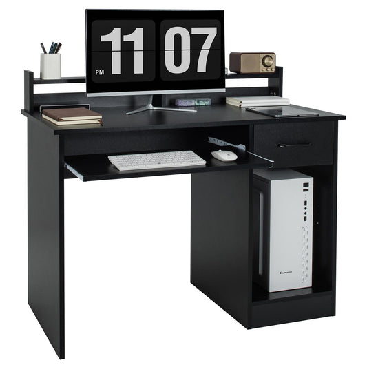 Giantex  Computer Desk, Home Office Desk w/Adjustable Shelf & Keyboard Tray, tudy Writing Desk, Black