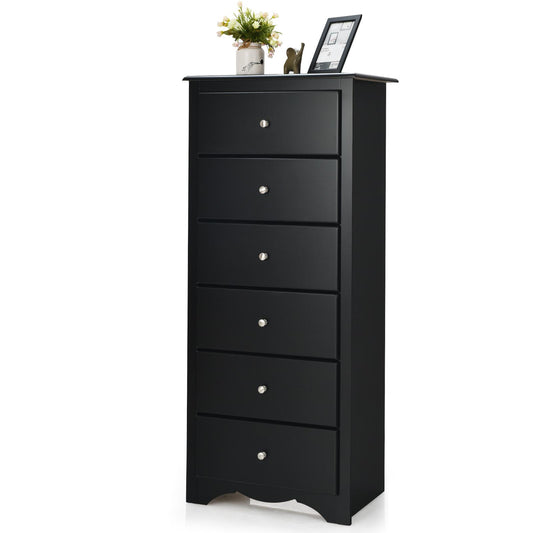 Giantex 6 Dresser Chest, Free Standing Wooden Storage Cabinet, Tall Dresser Clothes Organizer, Black