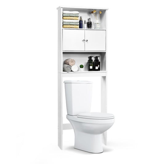Giantex Over-The-Toilet Storage Rack, Wooden Space Saving Cabinet, Compact Organizer Freestanding Tower Rack