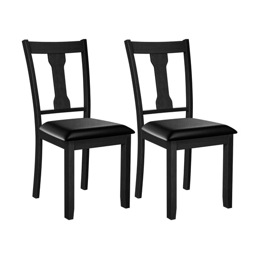 Giantex Set of 2 Dining Chairs, Upholstered High Back Kitchen Chairs w/Rubber Wood Frame, Black