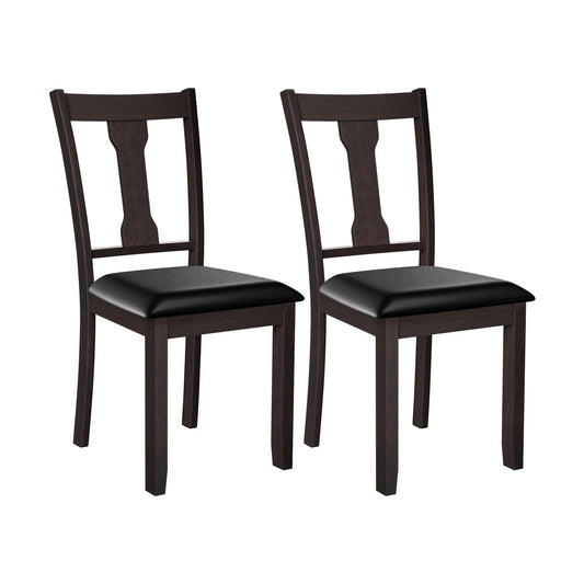 Giantex Set of 2 Dining Chairs, Upholstered High Back Kitchen Chairs w/Rubber Wood Frame, Coffee