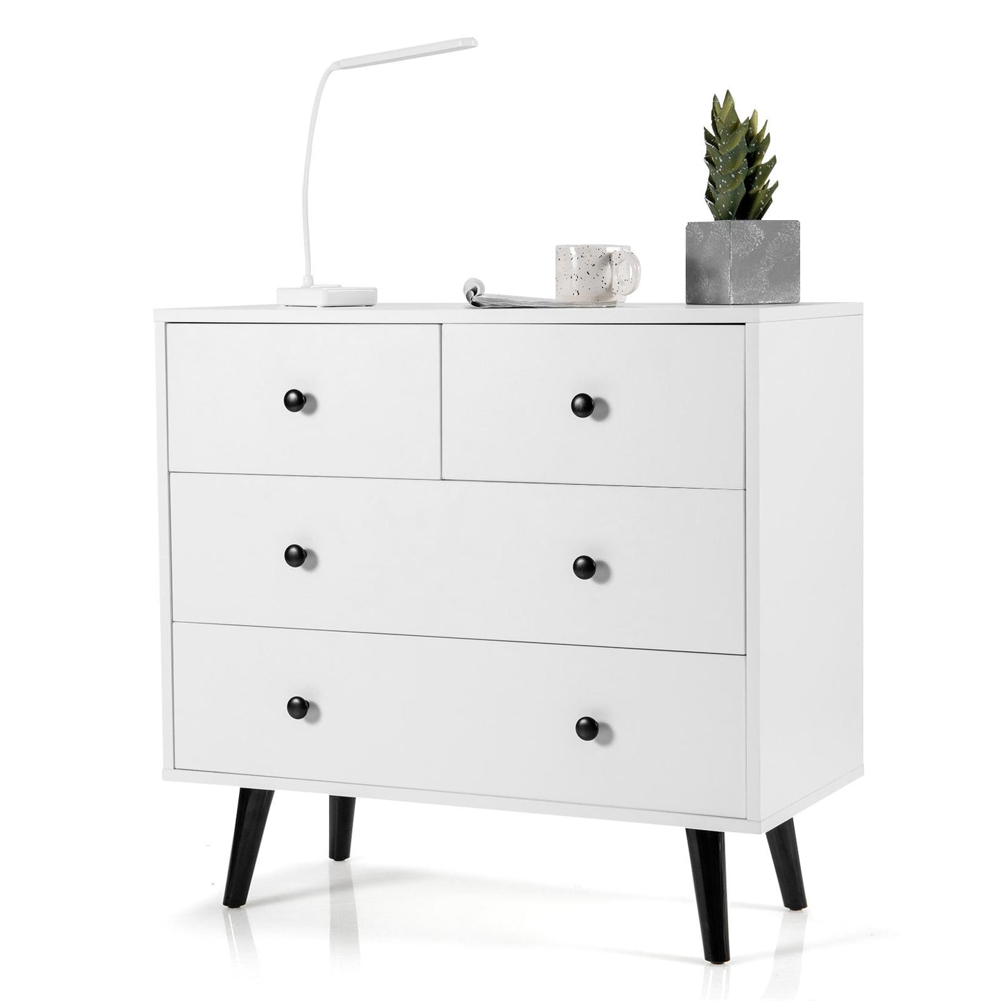 Giantex 4 Drawer Dresser, Wooden Freestanding Storage Cabinet