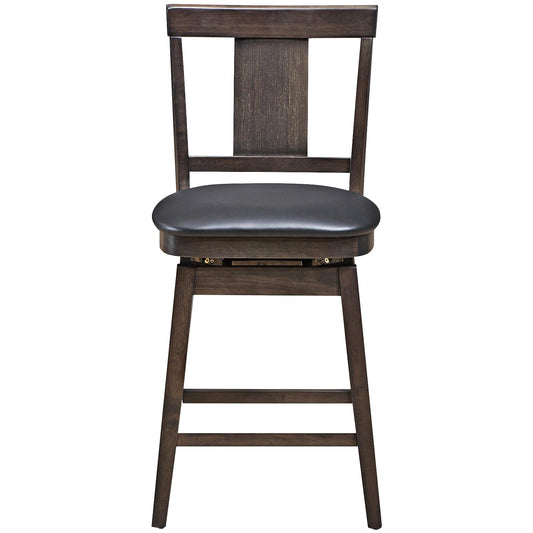 Giantex 24 inch Bar Stools, Wooden Counter Leather Padded Seat w/360 Degree Swivel, (1)