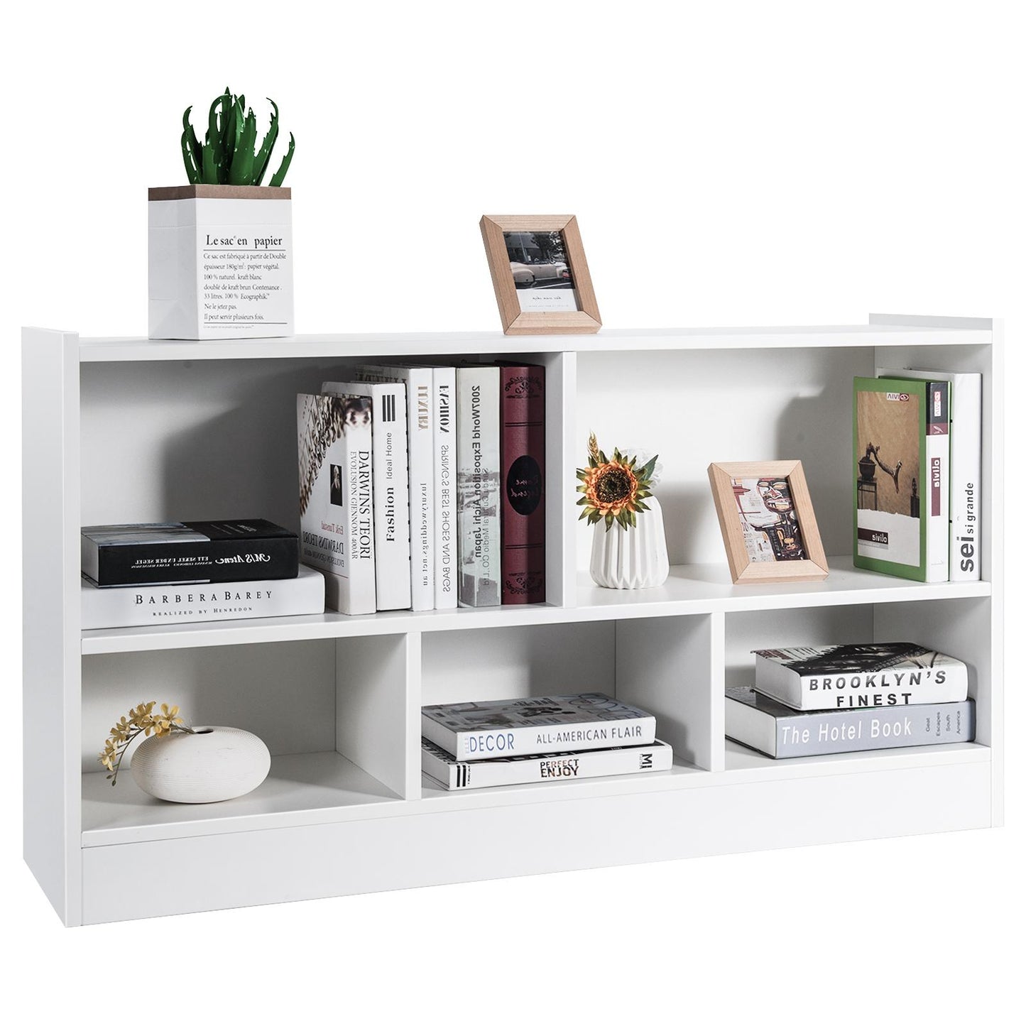 Giantex Toy Storage Organizer, 5-Section Storage Cabinet, Wooden Display Book Shelf