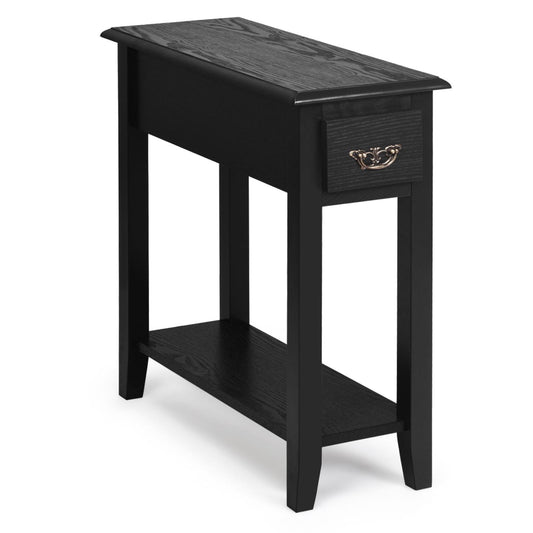 Giantex Narrow End Table, Slim Side Table w/Drawer, ightstand Bedside Table for Small Spaces, (1)
