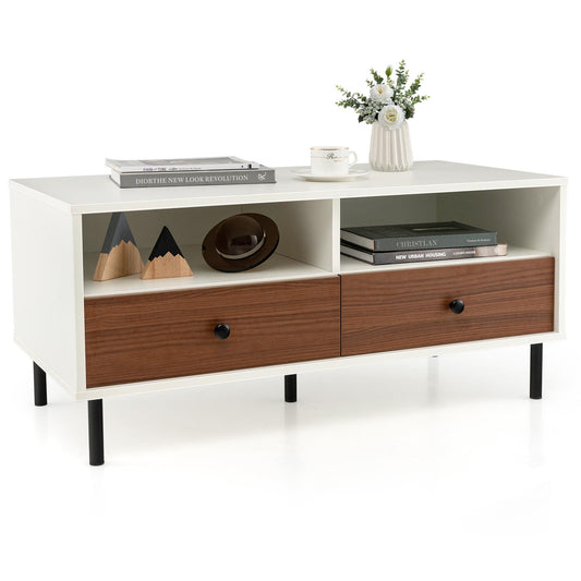 Giantex Rectangular Storage Coffee Tabl, Wood Tea Table, Sofa Side Table for Home, Easy Assembly