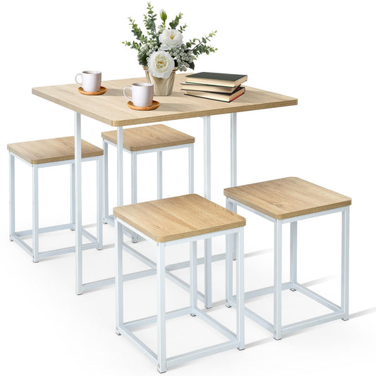 Giantex 5 Piece Dining Table Set,  Space-Saving Table Set for Pub, Coffee Shop, Natural