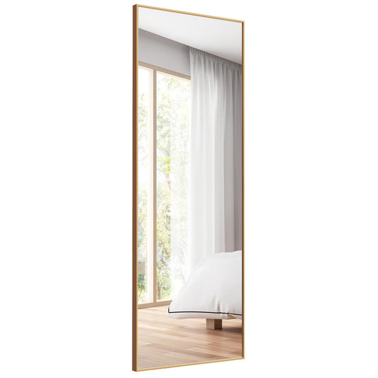 Giantex Full Length Mirror, 59inch Large Floor Rectangle Bedroom Mirror,  Standing or Wall-Mounted Dressing Mirror, Gloden