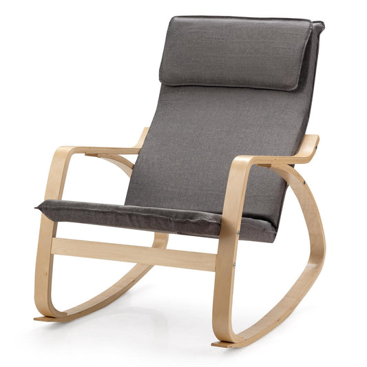 Giantex Comfortable Rocking Chair, Relax Accent Fabric Armchairs, Gray-1