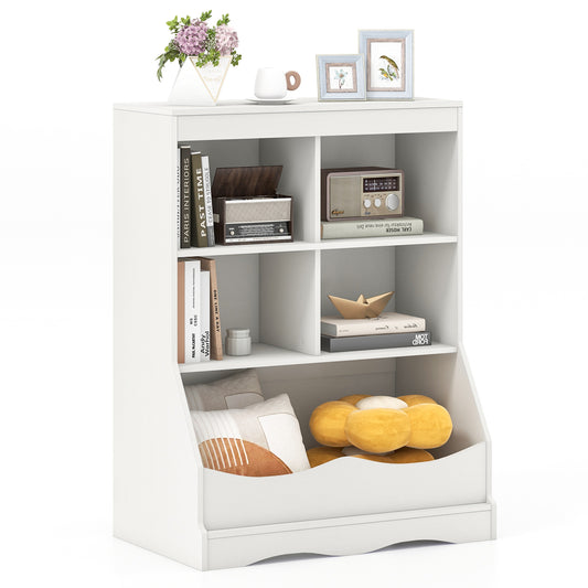 Giantex Kids Toy Storage Organizer, Wooden Organization w/Anti-Tipping Device, White