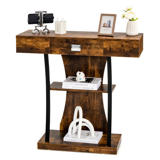 Giantex Narrow Console Table, Behind Couch Table w/Anti-Tipping Kits, Sofa Side Table