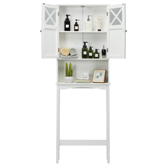 Giantex Over The Toilet Storage Rack, Freestanding Wooden Bathroom Organizer, Space Saver w/Adjustable Shelf for Laundry