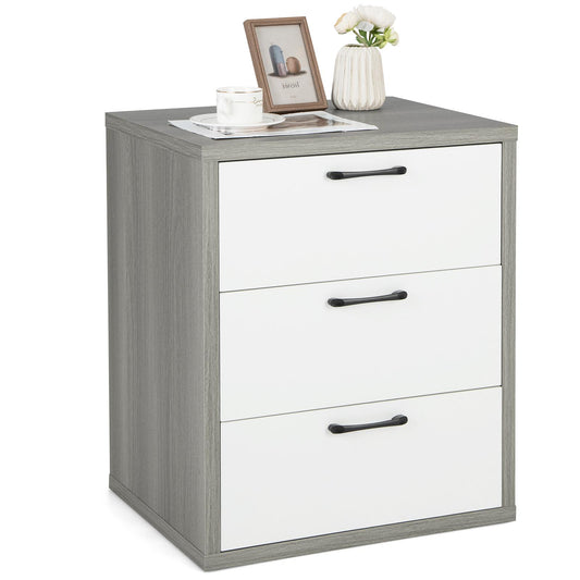 Giantex 3 Drawer Dresser, Wooden Nightstand End Table for Bedroom or Living Room