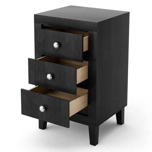 Giantex Wood End Side Table, Bedside Accent Sofa Nightstand for Small Space, Black