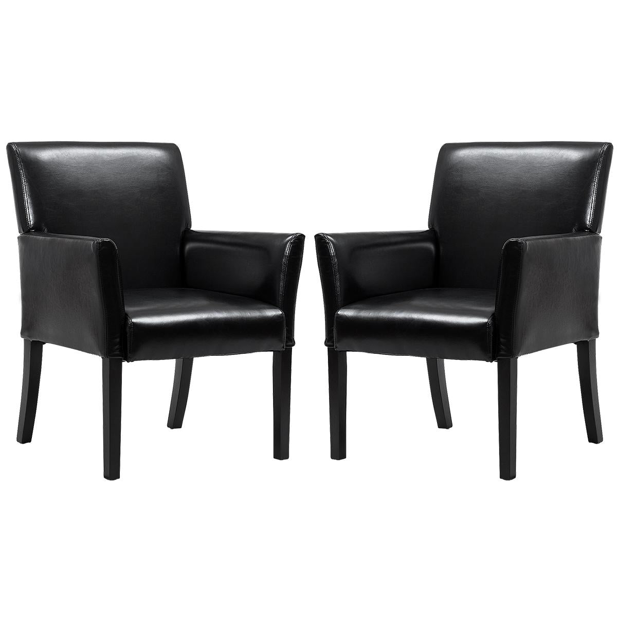 Giantex Leather Reception Guest Chairs, Ergonomic Executive Side Sofa w/Padded Seat, 2