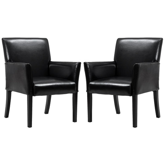 Giantex Leather Reception Guest Chairs, Ergonomic Executive Side Sofa w/Padded Seat, 2