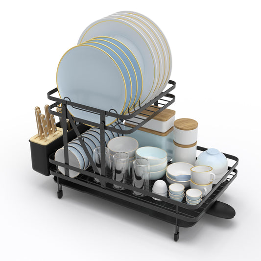 Giantex Dish Drying Rack, Large Capacity Dish Drainer w/Removable Drip Tray & 360¡ã Swivel Spout