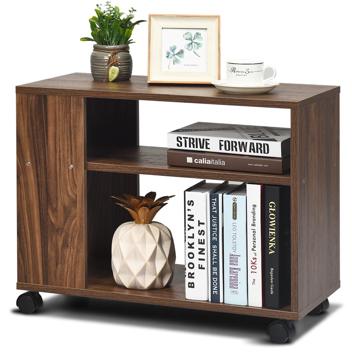 Giantex Industrial Nightstand End Side Table, Bedside Table w/Wheels