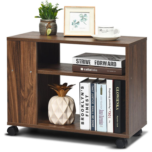 Giantex Industrial Nightstand End Side Table, Bedside Table w/Wheels