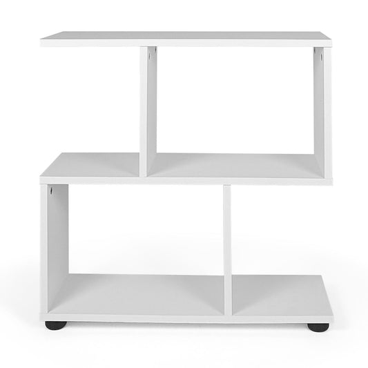 Giantex 2-Tier Irregular Storage Shelf, Wood Shelving Units w/4 Compartments, Home Wooden Bookshelf, (1)