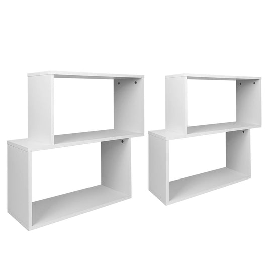 Giantex 2-Tier Wood Storage Shelf, Irregular Storage Cube Bookcase, Wood Shelving Units, Floor Standing Display Shelf for Home(2)