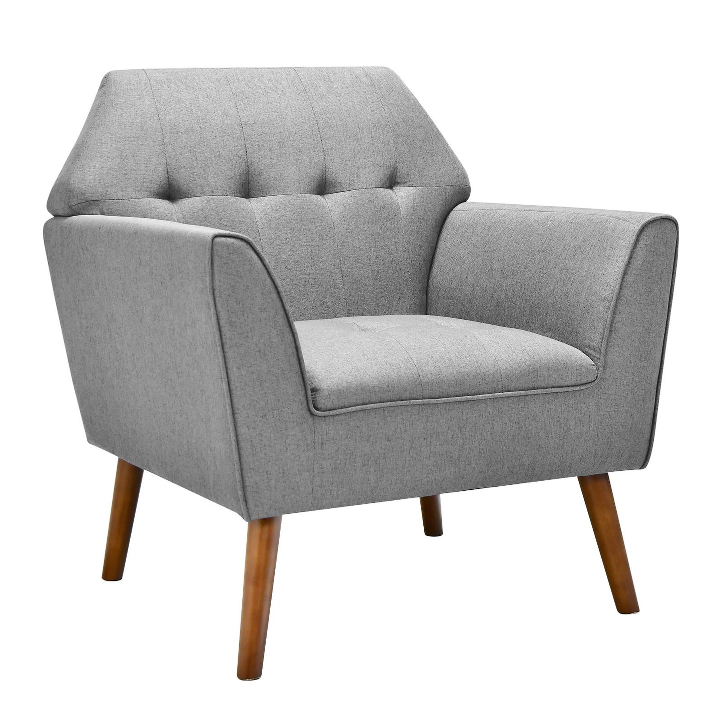 Giantex Accent Chair, Upholstered Tufted Sofa Armchair w/ Rubber Wood Legs, Anti-Slip Foot Pads, Gray