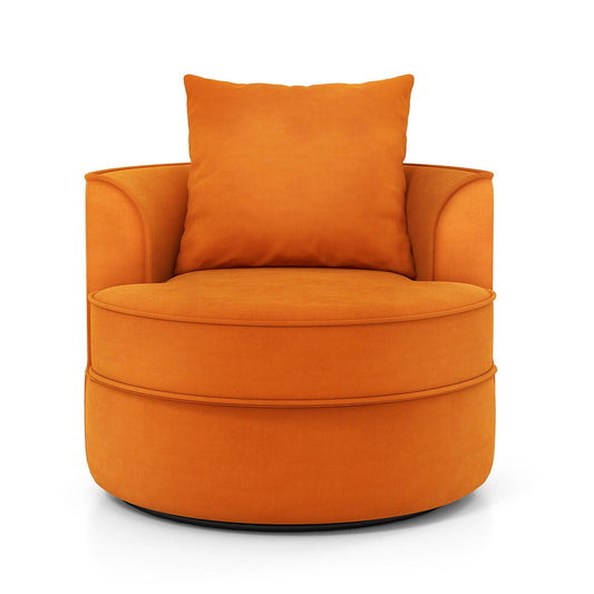 Giantex Swivel Chair, No Assembly Lint Fabric Accent Sofa Armchair, Velvet Round Barrel Chair, 1