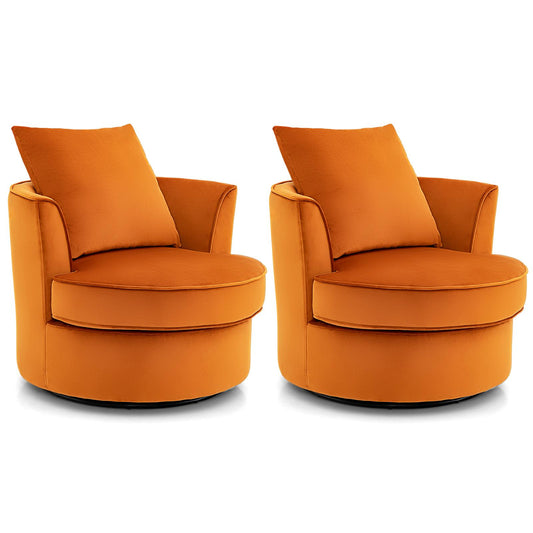 Giantex Swivel Chair, No Assembly Lint Fabric Accent Sofa Armchair, Velvet Round Barrel Chair, 2