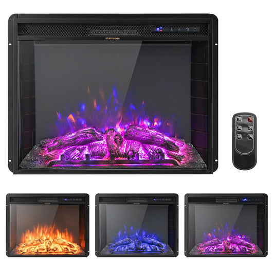 Giantex 26" Electric Fireplace Insert, 5000 BTU Recessed Freestanding Fireplace Heater w/Overheat Protection, 750/1500W