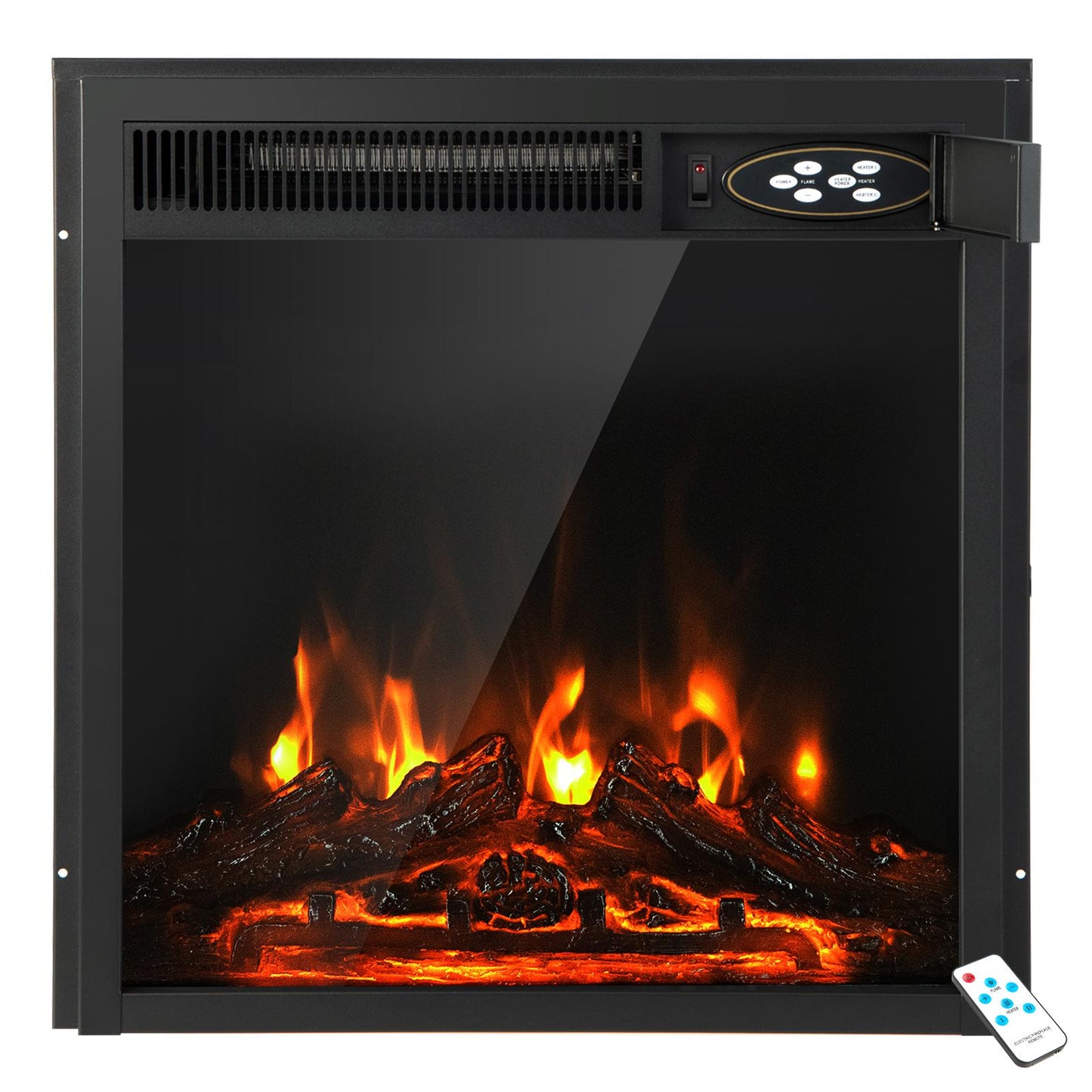 Giantex 22.5" Electric Fireplace Insert, 5100 BTU Recessed Freestanding Fireplace w/ Remote Control, 7-Level Flame Effect, Overheat Protection, 750W/1500W