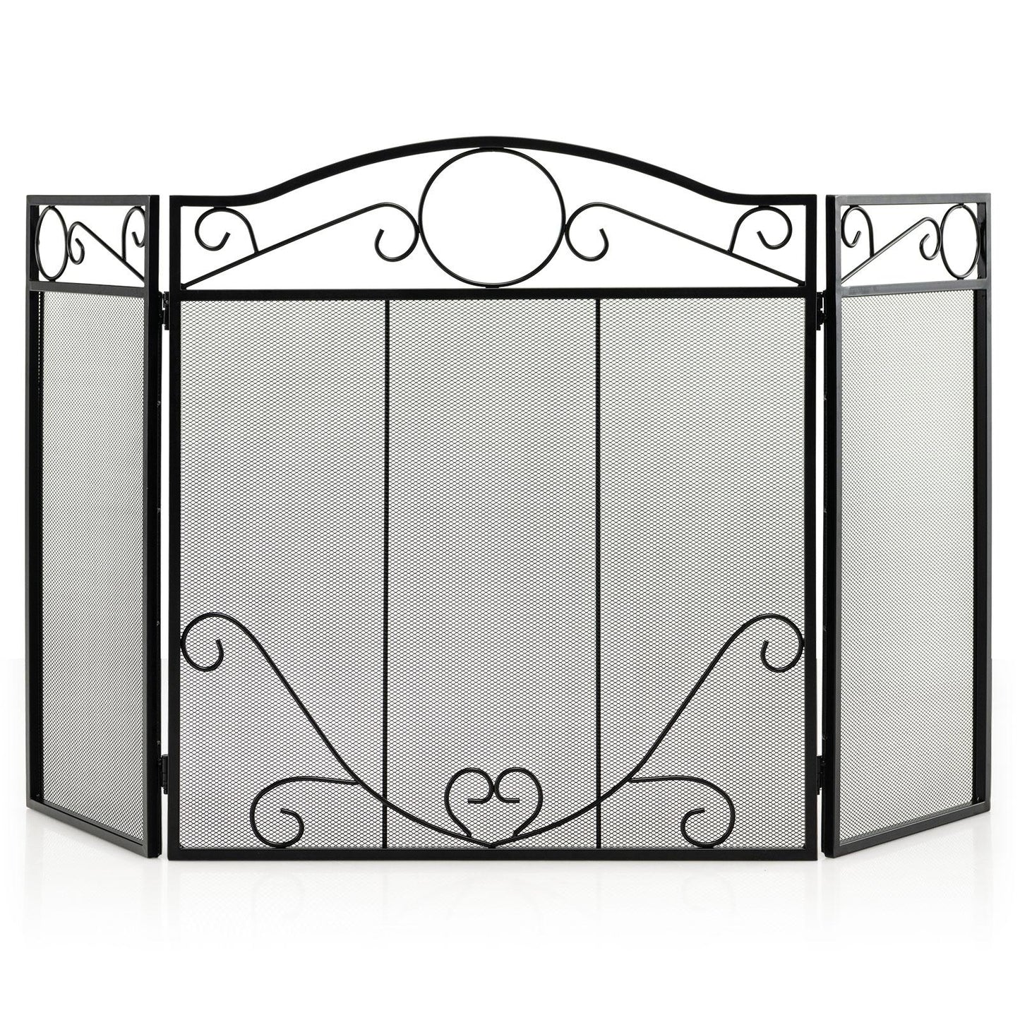 Giantex 50 x 29 Inches 3-Panel Heat-Resistant Metal Mesh Fireplace Screen, Folding Fire Spark Guard, Fireplace Gate Cover, Freestanding Spark Protector for Wood Burning