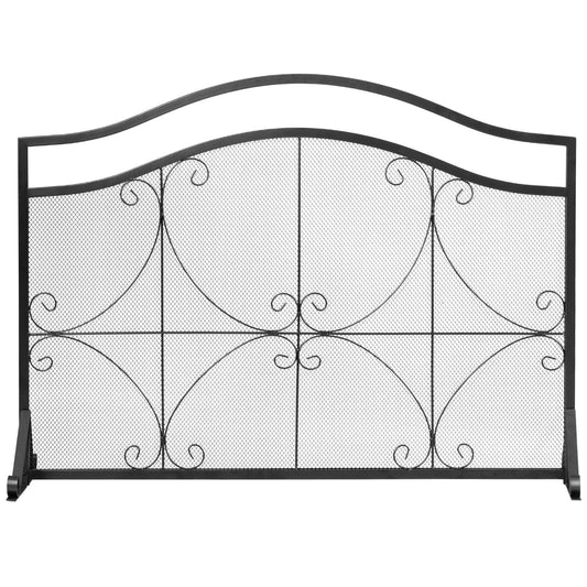 Giantex 44.5 x 33 Inch Fireplace Screen, Iron Spark Guard Safety Protector w/Metal Mesh, Single Panel Fireplace Cover for Baby, Pets