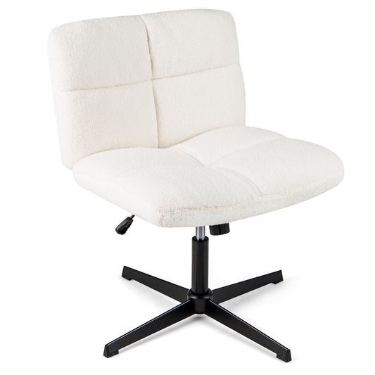 Giantex Armless Office Desk Chair, Modern Swivel Vanity Chair w/Adjustable Height, Cross-legged Padded Chair for Home & Office
