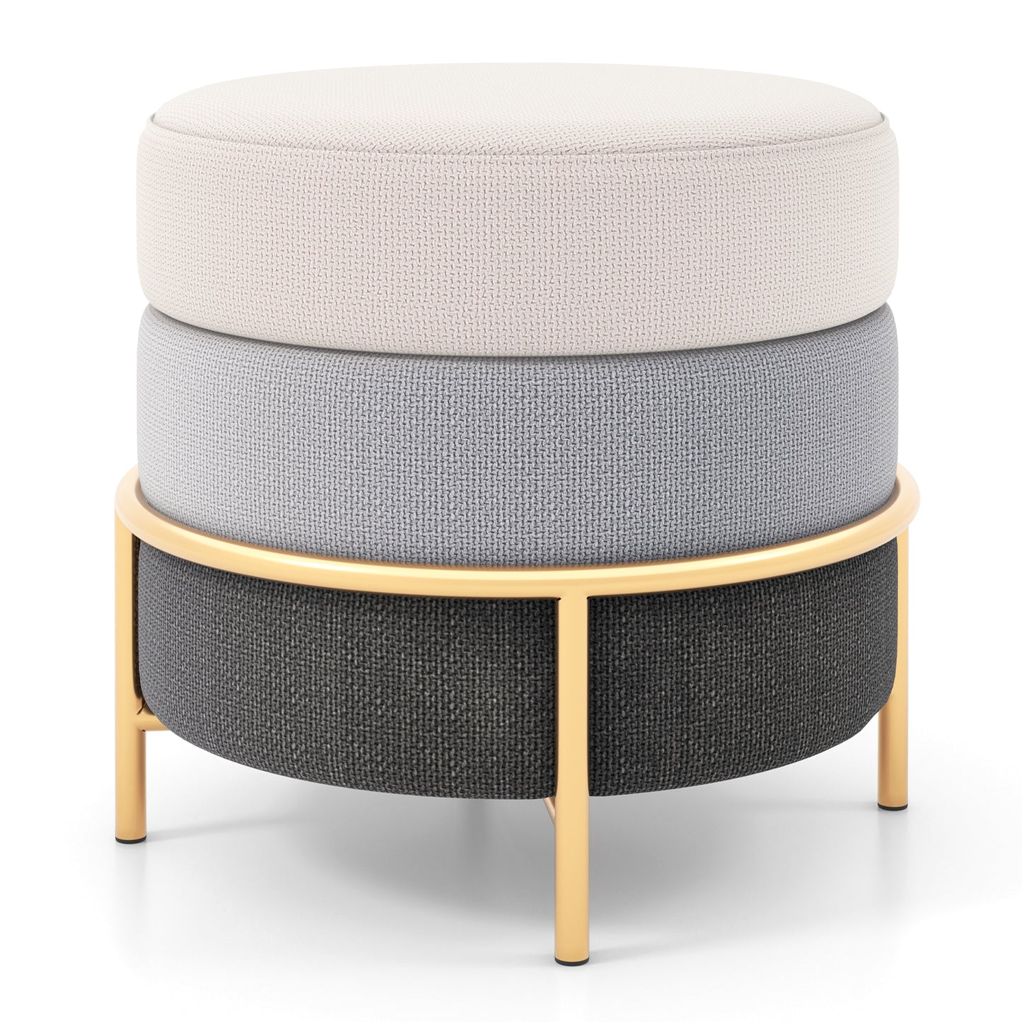 Giantex 3 Color Multifunctional Vanity Stool, Upholstered Linen Fabric Ottoman, Versatile Footrest for Bedroom, Living Room