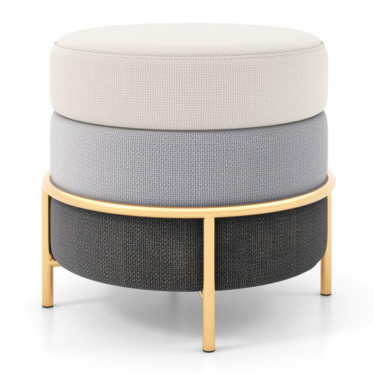 Giantex 3 Color Multifunctional Vanity Stool, Upholstered Linen Fabric Ottoman, Versatile Footrest for Bedroom, Living Room